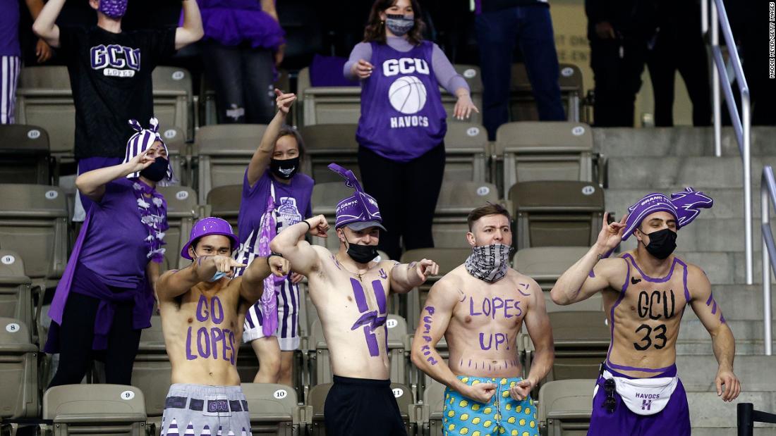Grand Canyon fans show their support for their team prior to the Iowa game on March 20.