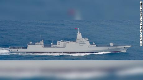 The Chinese People&#39;s LIberation Army Navy destroyer Nanchang is seen in a photo provided by Japan&#39;s Defense Ministry.