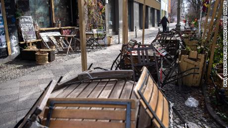 A closed restaurant in Berlin on Monday, as the country continues a long lockdown.