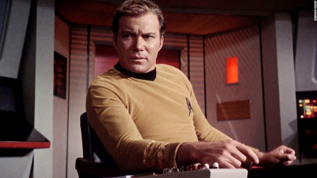 William Shatner plays Captain James T. Kirk in a 1968 &quot;Star Trek&quot; episode. He starred on the show from 1966-1969 and played Kirk in many of the &quot;Star Trek&quot; movies.