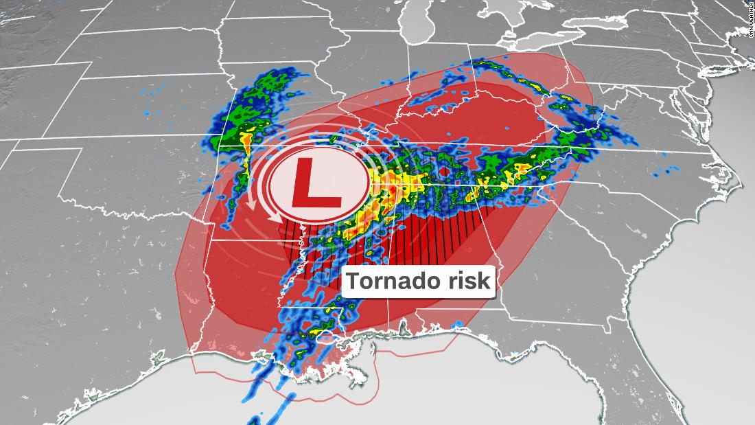 Strong and long-track tornadoes are possible across the South -- again