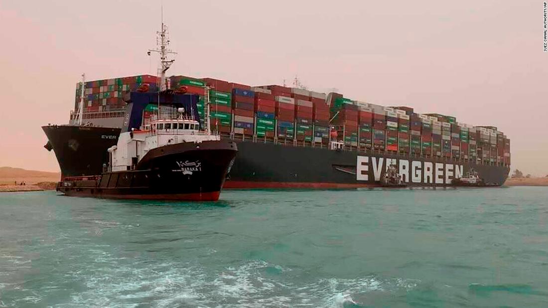 The Ever Given turned sideaways in Egypt&#39;s Suez Canal on Tuesday, blocking traffic in a crucial East-West waterway for global shipping.