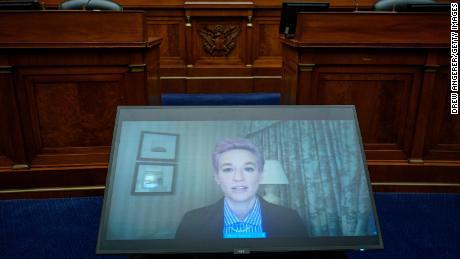 Megan Rapinoe of the US Women&#39;s National Soccer Team testifies Wednesday virtually during a House Oversight Committee.