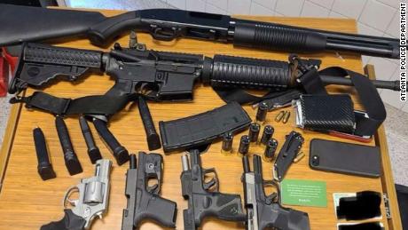 An photo of the weapons Atlanta police said Rico Marley had with him when he was arrested.