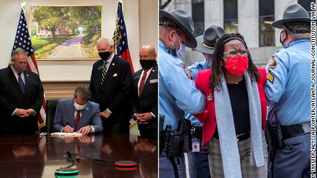 These two photos show who Georgia&#39;s new elections law benefits -- and hurts