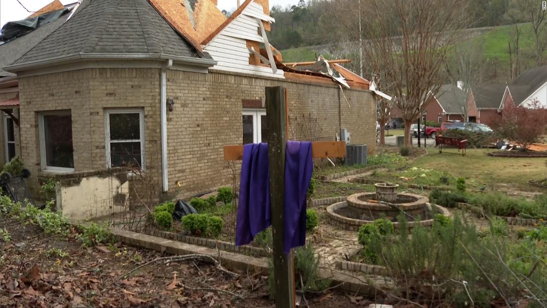 The Alabama tornado spared a scarf-covered cross by devastating a Birmingham neighborhood