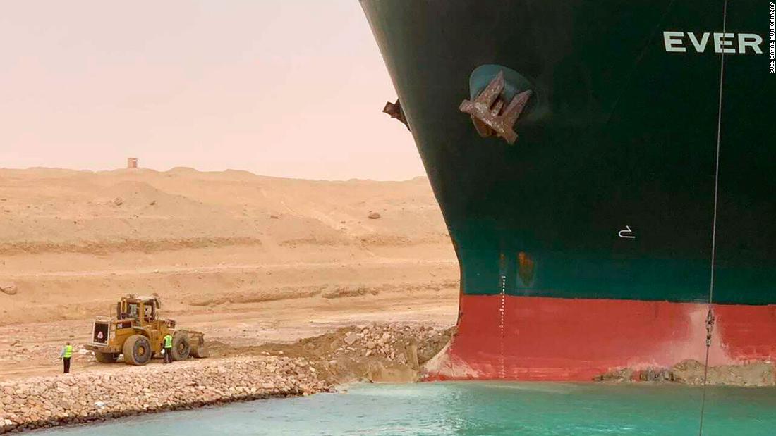 Container ship trapped in the Suez Canal