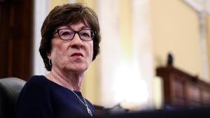 WASHINGTON, DC - FEBRUARY 24: Senator Susan Collins (R-ME) listens during the confirmation hearing for William Burns, nominee for Director of the CIA, before the Senate Intelligence Committee February 24, 2021 on Capitol Hill in Washington, DC. Burns is a career diplomat who most recently was Deputy Secretary of State in the Obama administration. (Photo by Tom Brenner-Pool/Getty Images)