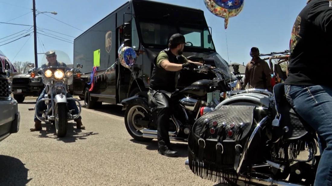 UPS drivers threw a birthday parade for their co-worker recovering from Covid-19