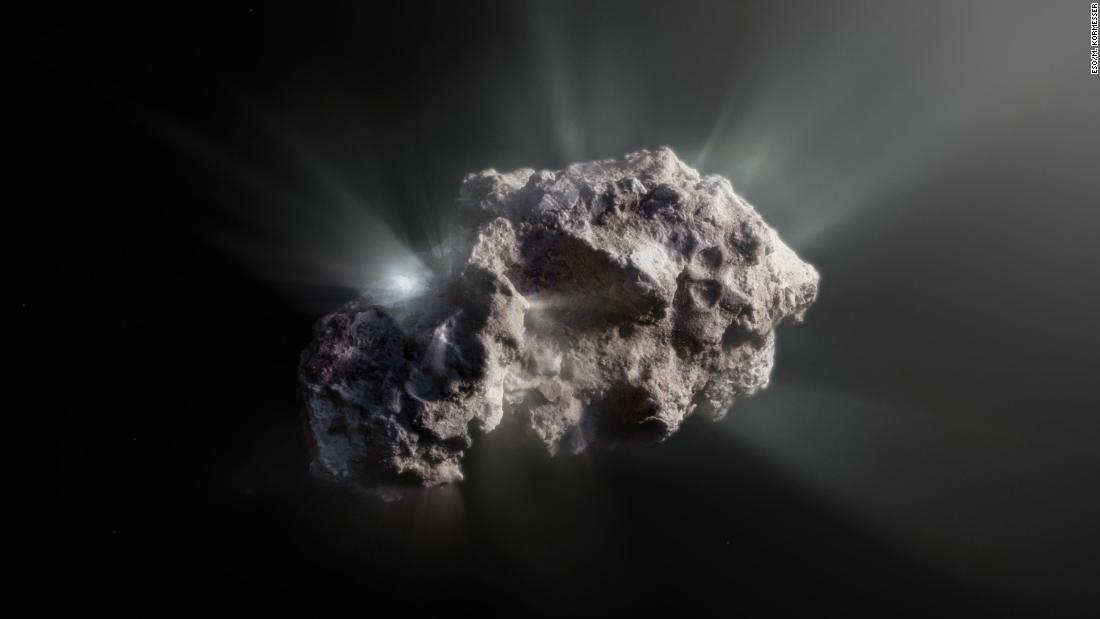 The pristine interstellar comet comes from a system containing giant planets