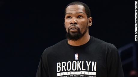 Durant looks on before the Nets&#39; game against the LA Clippers.
