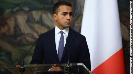 Italian Foreign Minister Luigi Di Maio is seen at a joint press conference with his Russian counterpart Sergey Lavrov (not pictured) after a meeting in Moscow, Russia, on October 14, 2020. 