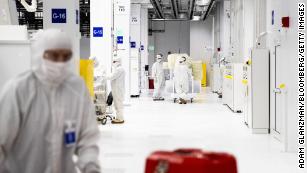 Employees work inside a semiconductor&nbsp;manufacturing&nbsp;facility in Malta, New York, on March 16, 2021. Production plants for semiconductors have become a focal point of economic recovery.