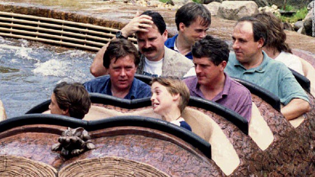 Prince William grimaces after riding Splash Mountain at Walt Disney World in Florida in 1993. He was with friends of the royal family on a three-day vacation.