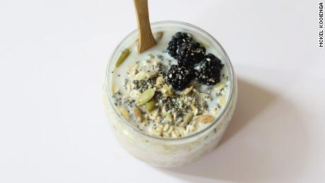 Kooienga&#39;s Overnight Chia Oat Bowl is rich with whole foods that can reward long-lasting energy.