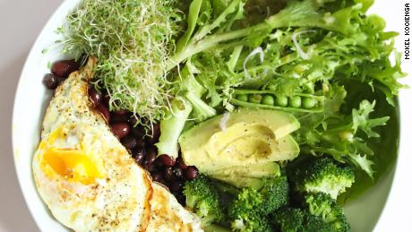 Kooienga&#39;s Foundational Five Eggs, Beans and Greens Nourish Meal is a savory option for a balanced breakfast.