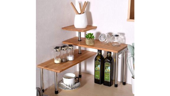 Ollieroo 3-tier corner bamboo shelf