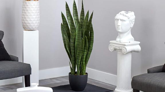 Nearly Natural Faux Sansevieria With Black Planter