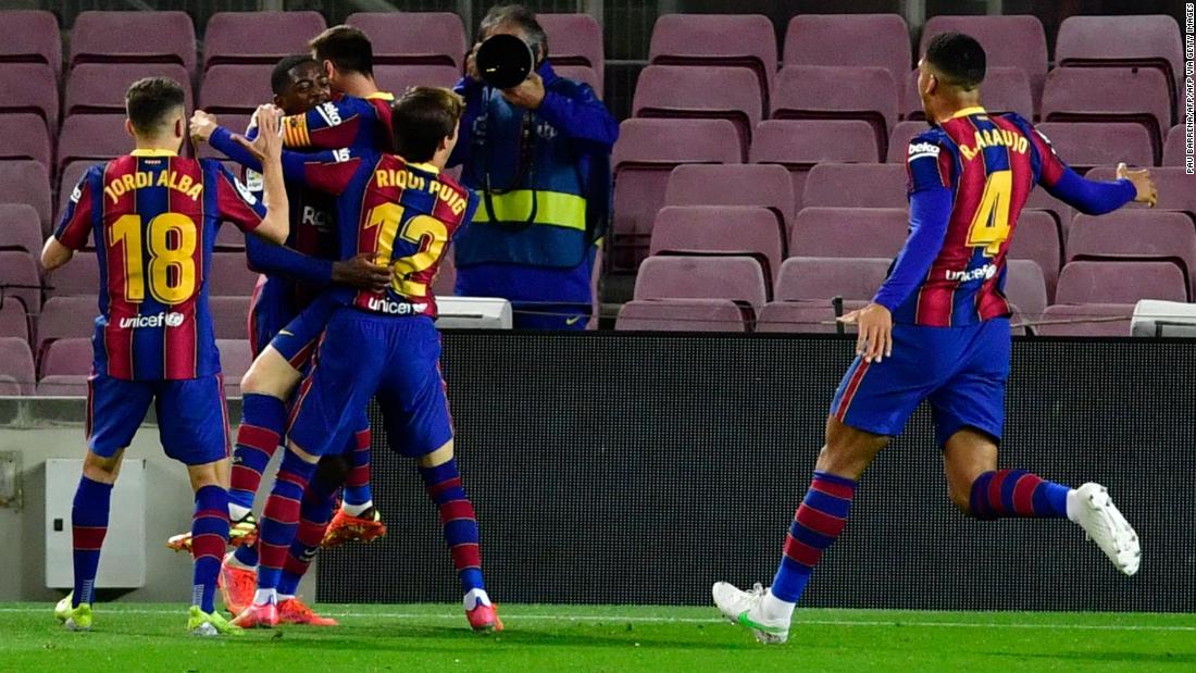 Ousmane Dembele's late winner moves Barcelona to within touching distance of La Liga summit