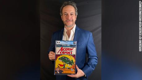 Vincent Zurzolo, co-owner of ComicConnect, holding the comic book marking Superman&#39;s first appearance. It sold for an historic, record-breaking $3,250,000 this week.