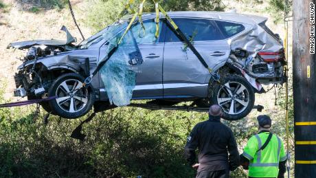The SUV Tiger Woods was driving hit a tree and flipped over.