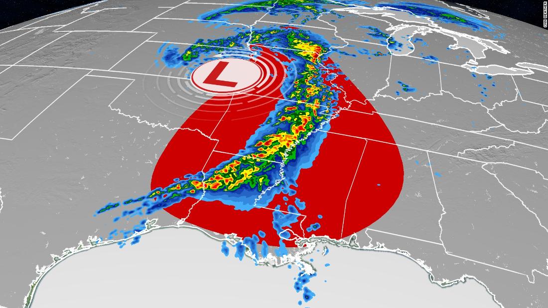 On Wednesday, 30 million people in the south will be threatened by severe weather