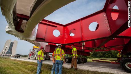 The muon g-2 equipment being transported to Fermilab.
