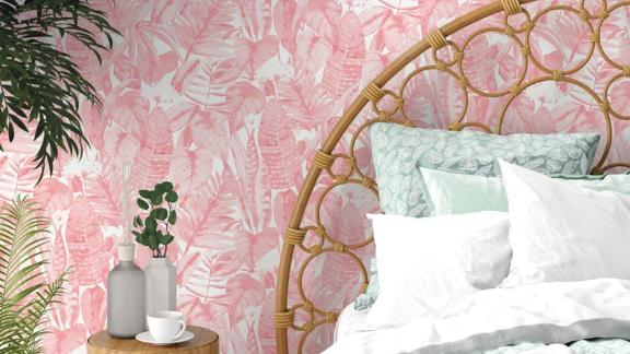 Tempaper Pink Lemonade Tropical Peel-and-Stick Wallpaper
