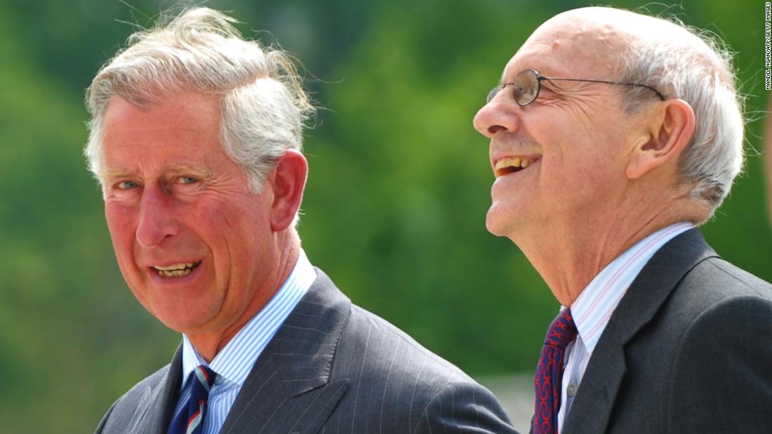 Breyer walks with Britain&#39;s Prince Charles as Charles visited the Supreme Court in May 2011.