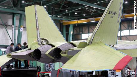 The KF-21 on the production line in South Korea earlier this year.