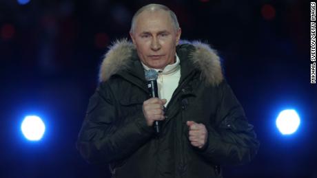 Le président russe Vladimir Poutine lors d'un concert à Moscou marquant le septième anniversaire de l'annexion de la Crimée, le 18 mars.