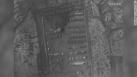 A satellite view of the Pogonovo training area in Russia&#39;s Voronezh region, close to the Ukrainian border.