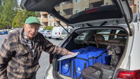 Everette Burkard prepares to deliver meals in Nevada County, California for the Meals on Wheels program.