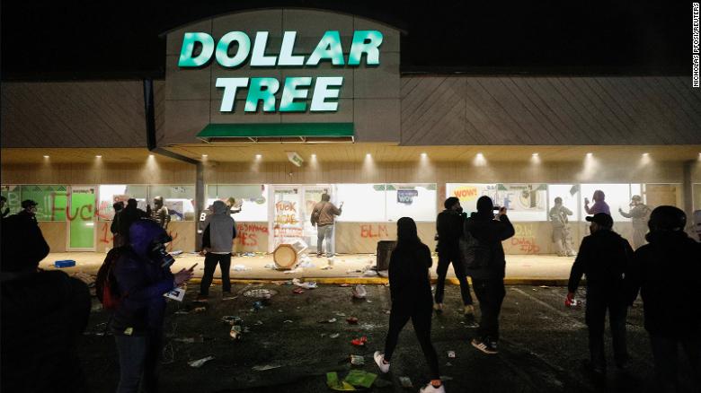 A Dollar Tree store, close to the Brooklyn Center police headquarters, was looted.