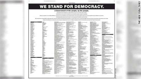 Hundreds of companies took out a full-page ad in the New York Times Wednesday to support voting rights.