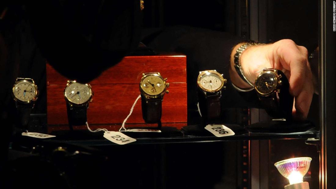 Watches that belonged to Bernie Madoff are seen before an auction in New York in November 2009. Some of Madoff&#39;s property has been auctioned off over the years, compensating the victims of his $20 billion Ponzi scheme -- the largest financial fraud in history.