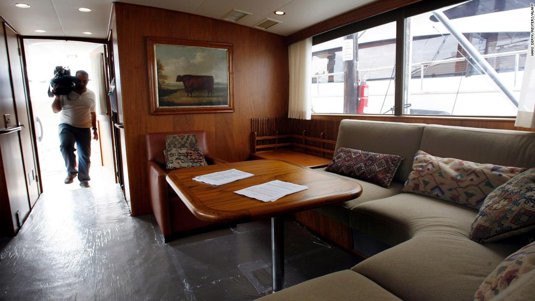 An interior view of a Madoff yacht is seen in Davie, Florida, in November 2009. Three Madoff vessels were auctioned off.