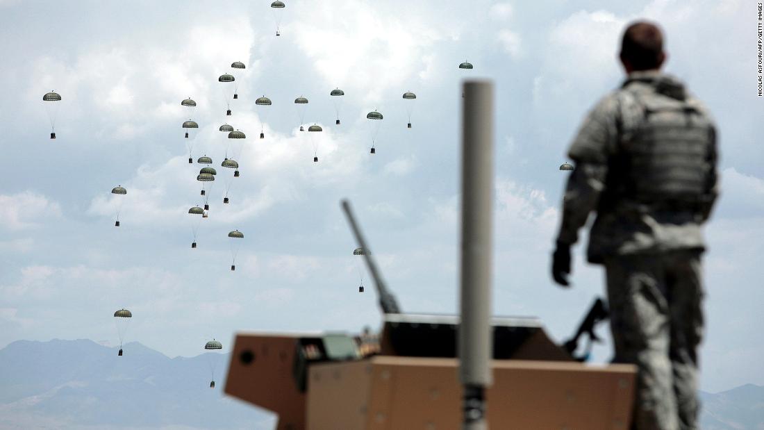 Supplies are dropped to US troops in Afghanistan&#39;s Ghazni province in May 2007.