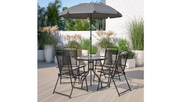 Flash Furniture Nantucket 6-piece black patio garden set