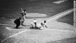 Jackie Robinson Makes Home Run Poster by Bettmann 