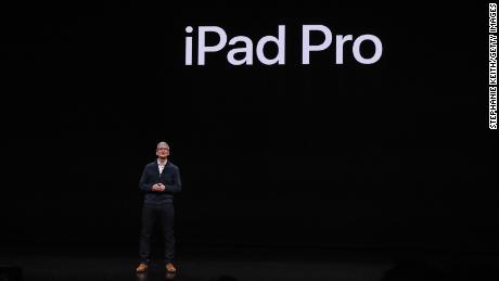 Tim Cook, CEO of Apple unveils a new iPad Pro during a launch event at the Brooklyn Academy of Music on October 30, 2018 in New York City. 