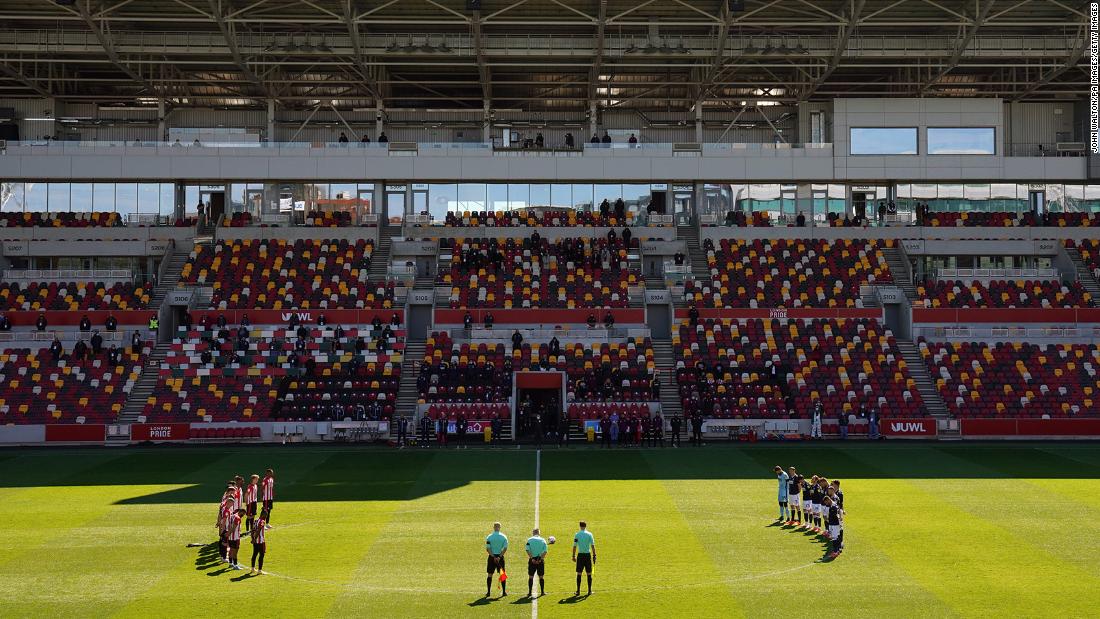 A minute of silence is observed for Philip before a professional soccer match in London between Brentford and Millwall on Saturday.