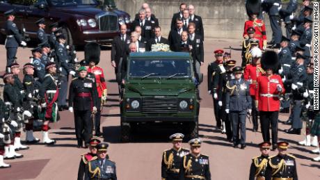During the procession, Philip&#39;s coffin was carried by a modified Land Rover that he helped design.