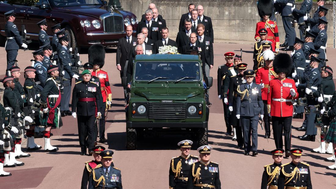 During the procession, Philip&#39;s coffin was carried by a modified Land Rover that he helped design.