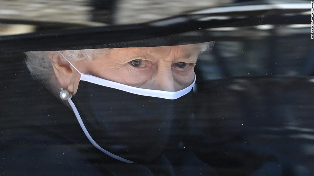 The Queen is seen in the Royal Bentley on the way to her husband&#39;s funeral.