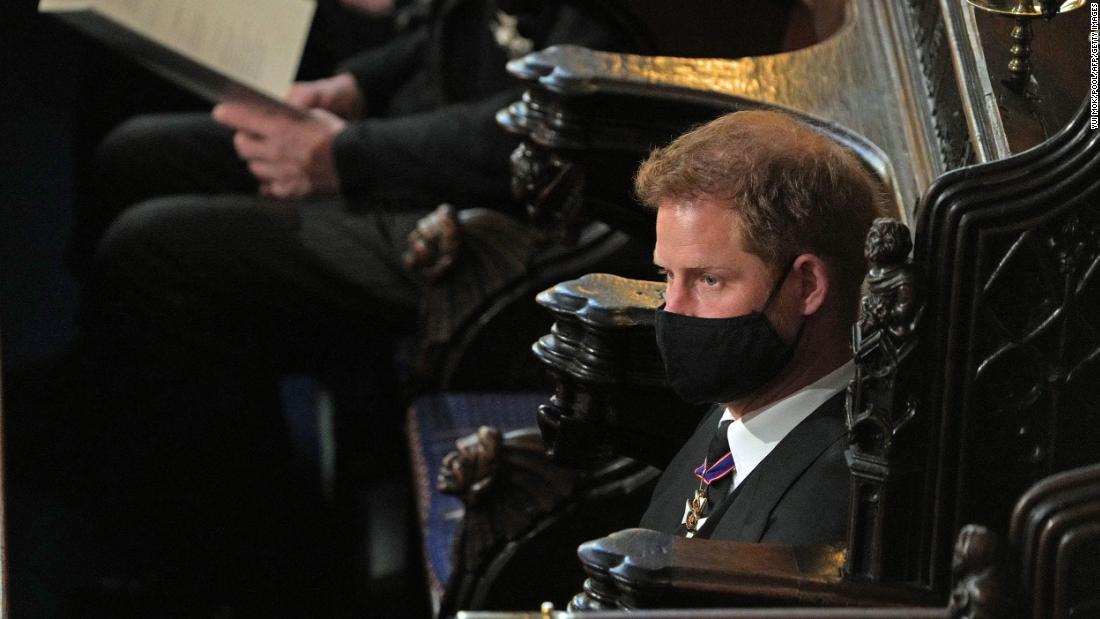 Prince Harry attends the funeral service. His wife, Meghan, the Duchess of Sussex, was advised by her doctor to stay at home in the United States. She is pregnant with the couple&#39;s second child.