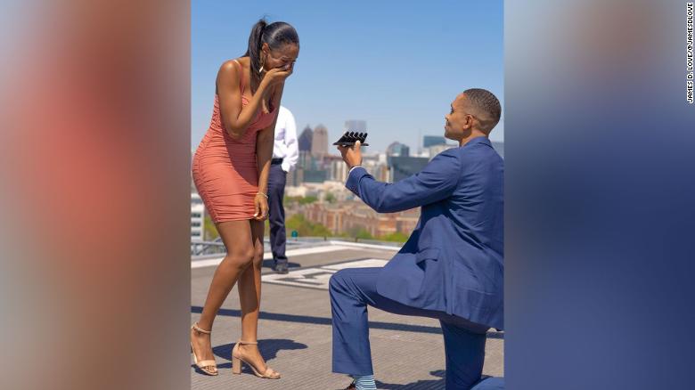 Man tops off helicopter proposal with five engagement rings