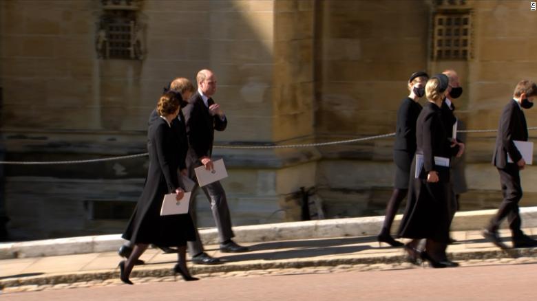 Princes Harry and William seen together at Prince Philip's funeral