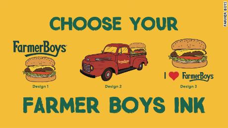 Farmer Boys is offering free burgers for a year to those who get a tattoo with the restaurant chain&#39;s name.