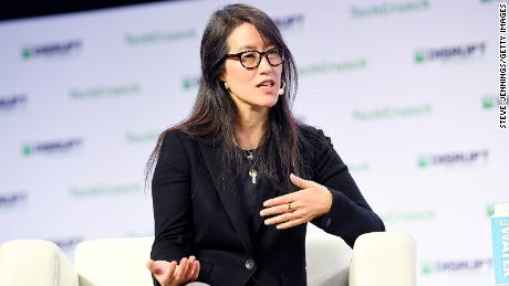 SAN FRANCISCO, CALIFORNIA - OCTOBER 04: Project Include Co-Founder &amp; CEO Ellen Pao speaks onstage during TechCrunch Disrupt San Francisco 2019 at Moscone Convention Center on October 04, 2019 in San Francisco, California. (Photo by Steve Jennings/Getty Images for TechCrunch)
